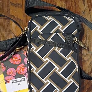 Diane Von Furstenberg Black and Gold Crossbody Bag